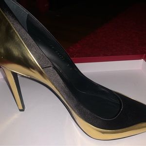 Salvatore Ferragamo black and gold heels